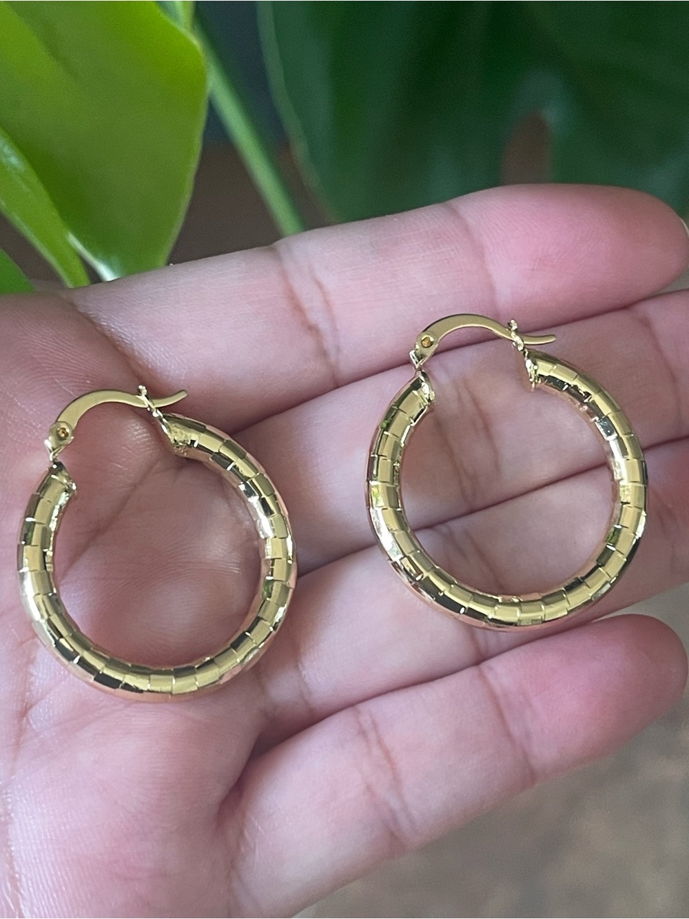 Classic Gold Textured Hoop Earrings